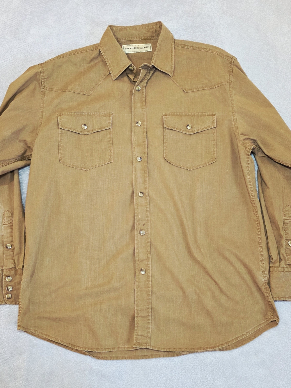 Bit & Bridle Men's Tan Button-Down Corduroy Western Shirt